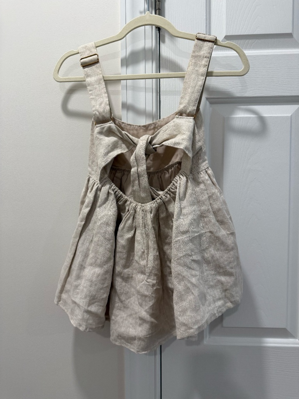 DISHH Tan/Cream Linen Babydoll Top | US 4 - Picture 2 of 4